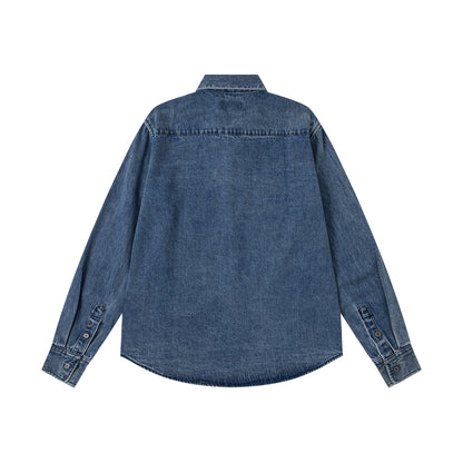 Ami Heart Logo Embroidered Denim Shirt 852