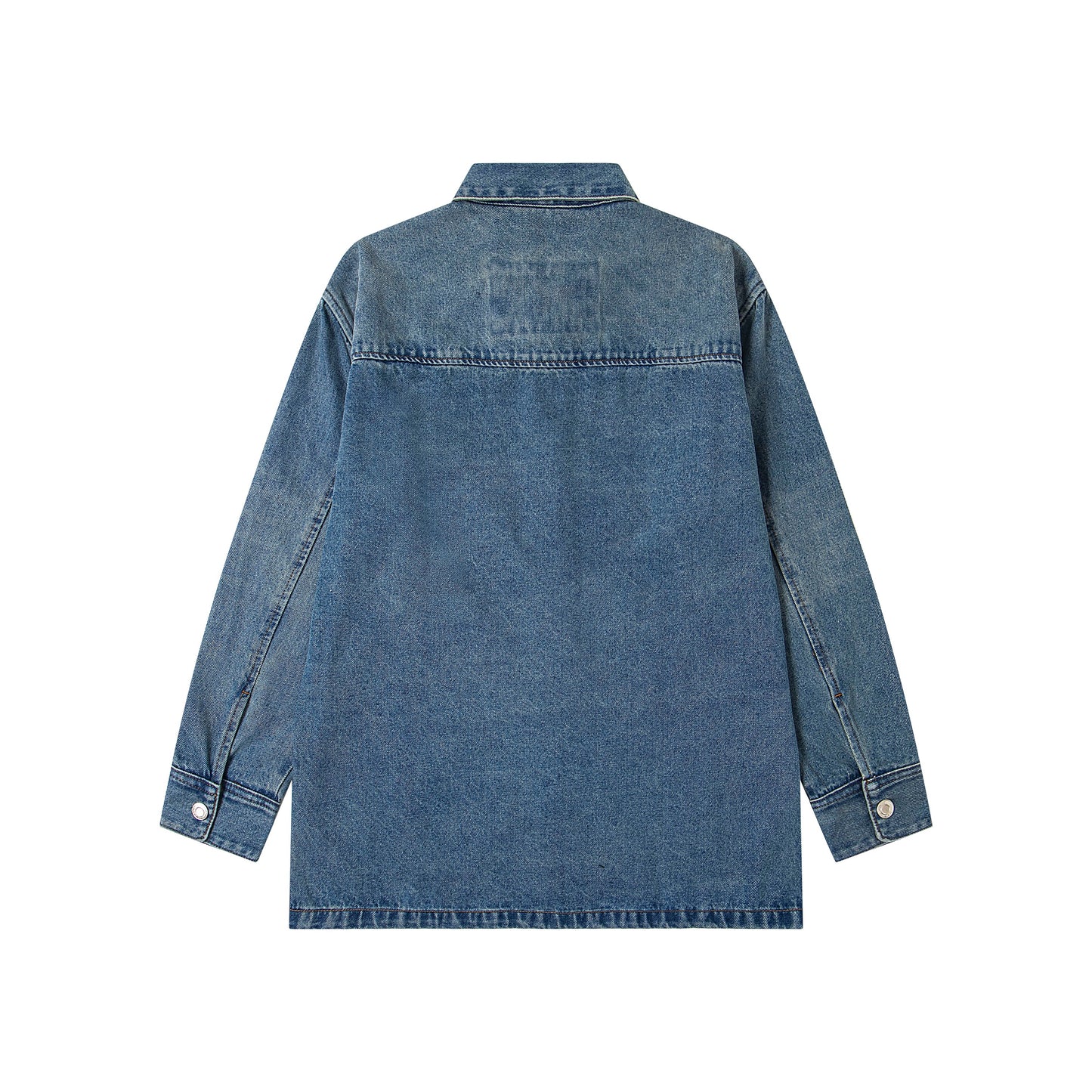 Ami Classic Heart Embroidered Long-Length Denim Shirt 848