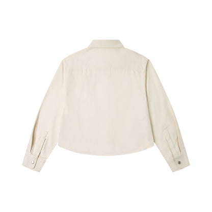 Ami Classic Heart Embroidered Cropped Denim Shirt 847