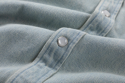 Ami Heart Logo Embroidered Denim Shirt 816