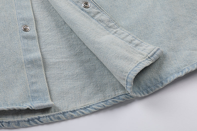Ami Heart Logo Embroidered Denim Shirt 816