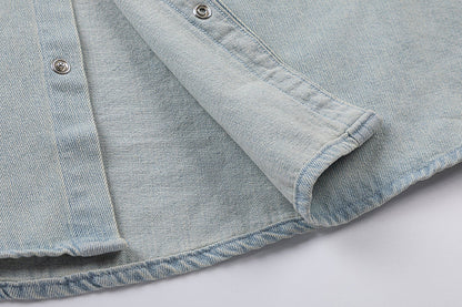 Ami Heart Logo Embroidered Denim Shirt 816