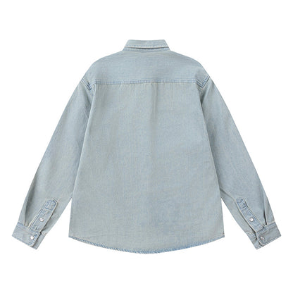 Ami Heart Logo Embroidered Denim Shirt 816