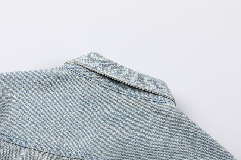 Ami Heart Logo Embroidered Denim Shirt 816