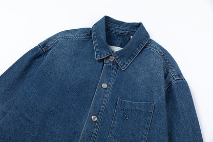 Ami 3D Embossed Heart Denim Jacket 835