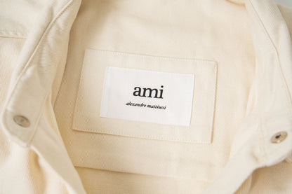 Ami Classic Heart Embroidered Long-Length Denim Shirt 848